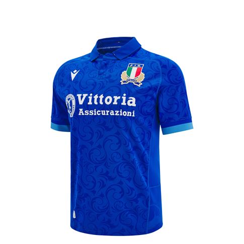 Italy Kids Home Rugby Shirt - Short Sleeve - 2025 - Front Italy Kids Home Rugby Shirt - Short Sleeve - 2025 - Front