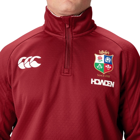 British and Irish Lions Mens 1/4 Zip Fleece Red - Chest Image