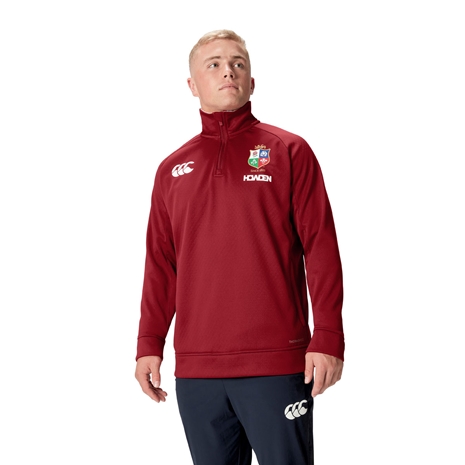 British and Irish Lions Mens 1/4 Zip Fleece Red - Model Front