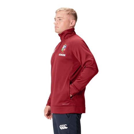 British and Irish Lions Mens 1/4 Zip Fleece Red - Model Side