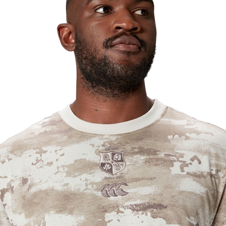 British and Irish Lions Mens Camo T-Shirt - Taupe - Model Neck