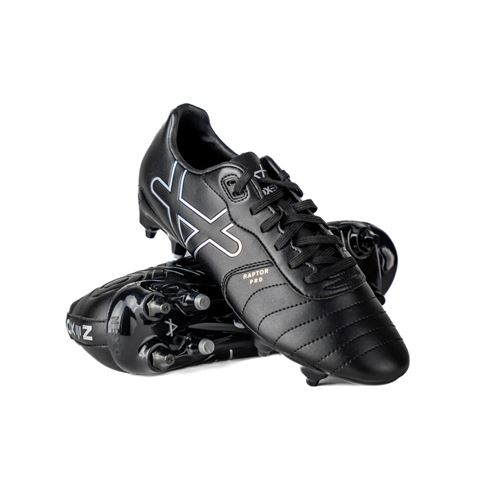 Oxen Kids Raptor Pro Mix Stud Rugby Boots-Black/Silver - Side Oxen Kids Raptor Pro Mix Stud Rugby Boots-Black/Silver - Side