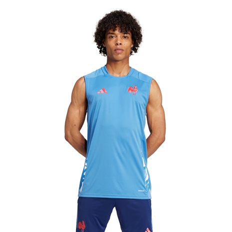 France adidas Mens Singlet - Focus Blue 2024 - Model Front