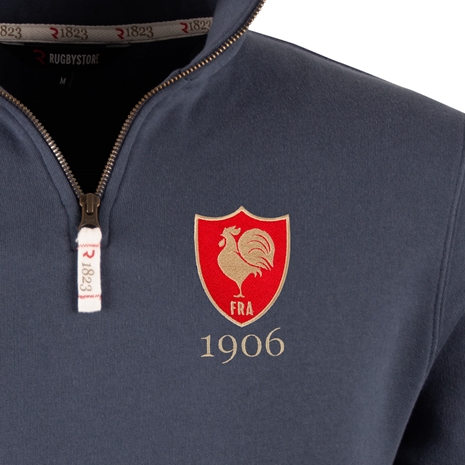 R1823 France 1906 Quarter Zip Top - Petrol Blue R1823 France 1906 Quarter Zip Top - Petrol Blue