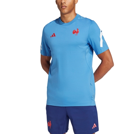 France adidas Mens Travel T-Shirt - Focus Blue 2024 - Model Front
