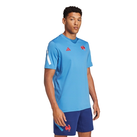 France adidas Mens Travel T-Shirt - Focus Blue 2024 - Model Walking