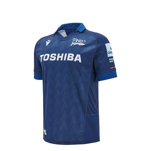 Sale Shark Kids Home Rugby Shirt - Short Sleeve - 2025 - Front Sale Shark Kids Home Rugby Shirt - Short Sleeve - 2025 - Front