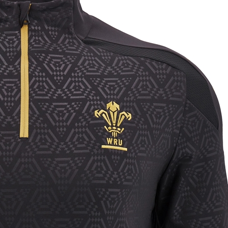 Wales Kids Training 1/4 Zip Top - Black 2025 - WRU