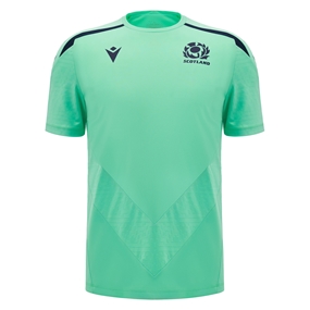 Scotland Mens Training Poly Shirt Green Short Sleeve 24/25 - Front