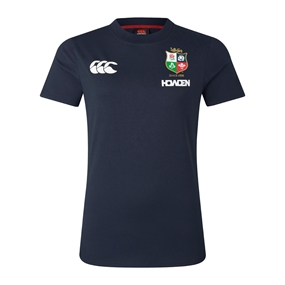 British and Irish Lions Womens Cotton T-Shirt Navy - Front