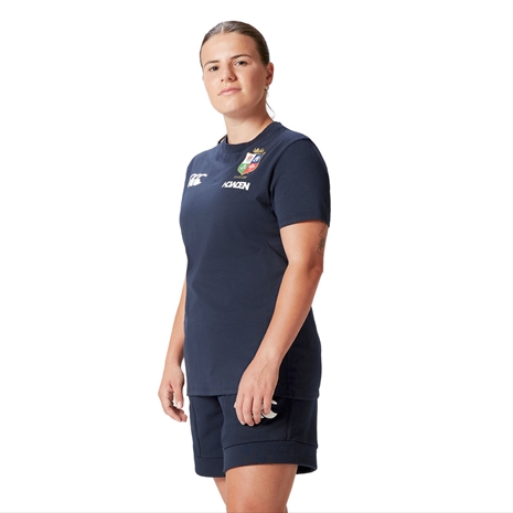British and Irish Lions Womens Cotton T-Shirt Navy - Model Side