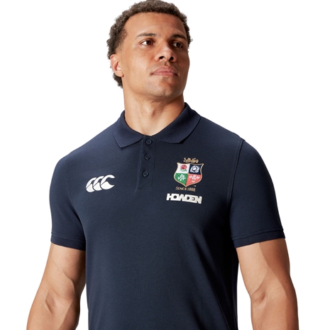 British and Irish Lions Mens Pique Polo Navy - Close Up Model