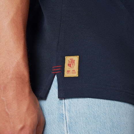 British and Irish Lions Mens Pique Polo Navy - Model Hem