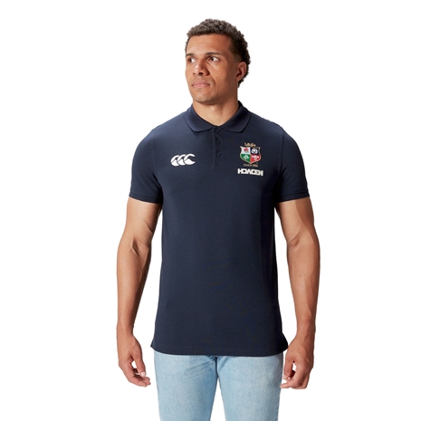 British and Irish Lions Mens Pique Polo Navy - Model Front