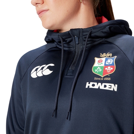 British and Irish Lions Womens 1/4 Zip Hoody - Navy - Mode Neck