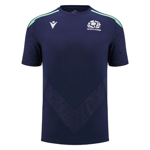 Scotland Mens Training Poly Shirt - Navy - Short Sleeve - 2025 - Front Scotland Mens Training Poly Shirt - Navy - Short Sleeve - 2025 - Front