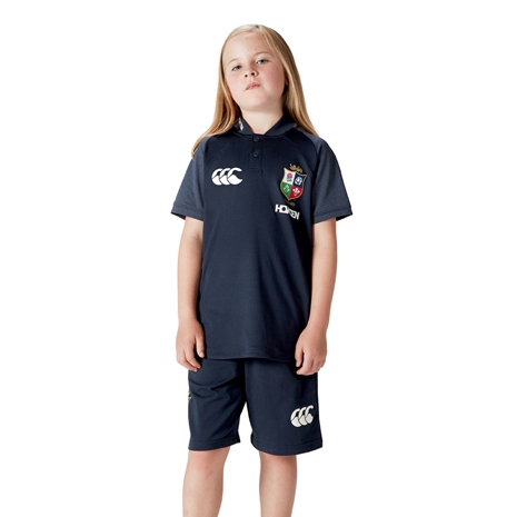 British and Irish Lions Junior Polo Navy - Front with shorts