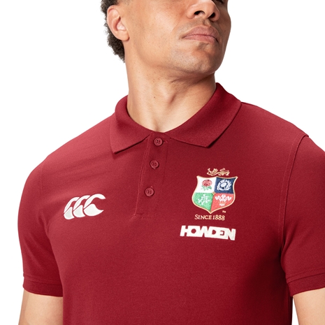 British and Irish Lions Mens Pique Polo Red - Model Close-up