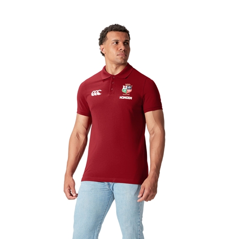 British and Irish Lions Mens Pique Polo Red - Model Front