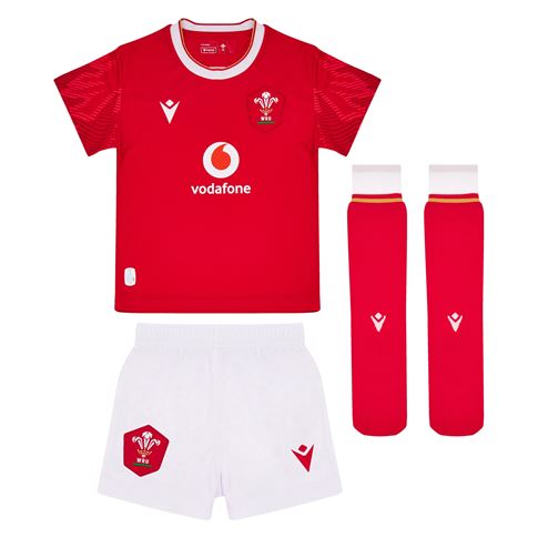 Wales Kids Home Rugby Kit - 2025 - Front Wales Kids Home Rugby Kit - 2025 - Front