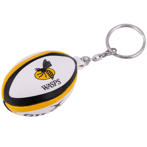 Gilbert Wasps Rugby Ball Keyring - Front Gilbert Wasps Rugby Ball Keyring - Front