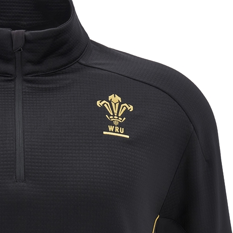 Wales Mens Travel 1/4 Zip Fleece - Black 2025 - WRU