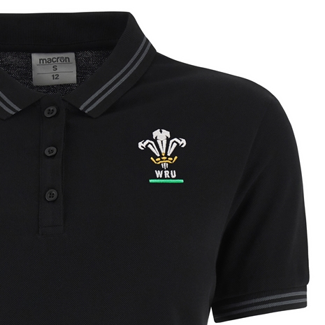 Wales Womens Travel Cotton Polo - Black 2025 - WRU