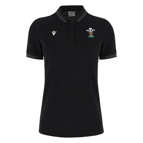 Wales Womens Travel Cotton Polo - Black 2025 - Front
