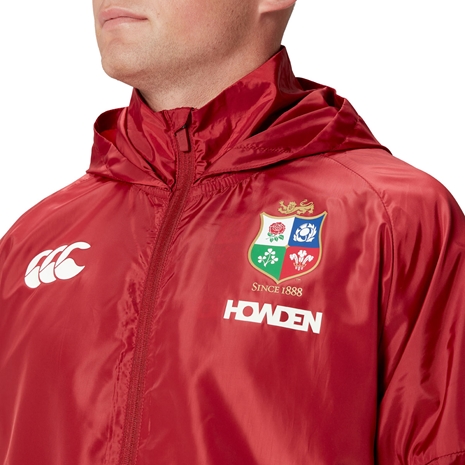 British and Irish Lions Mens Lightweight Rain Jacket Red - Model Close-up British and Irish Lions Mens Lightweight Rain Jacket Red - Model Close-up