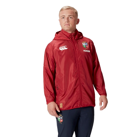 British and Irish Lions Mens Lightweight Rain Jacket Red - Model Front British and Irish Lions Mens Lightweight Rain Jacket Red - Model Front