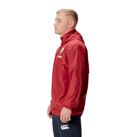 British and Irish Lions Mens Lightweight Rain Jacket Red - Model Side British and Irish Lions Mens Lightweight Rain Jacket Red - Model Side