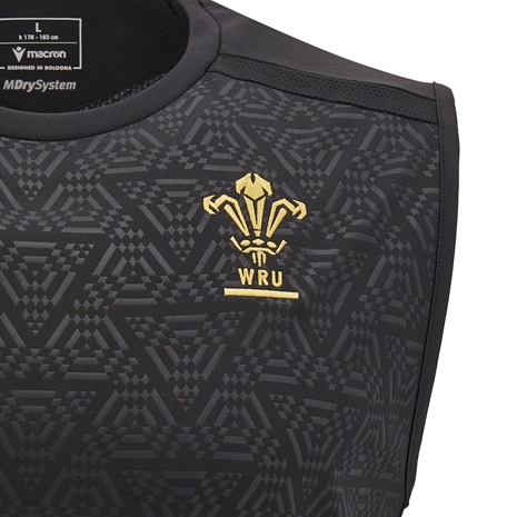 Wales Mens Poly Training Singlet - Black 2025 - WRU
