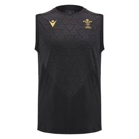 Wales Mens Poly Training Singlet - Black 2025 - Front Wales Mens Poly Training Singlet - Black 2025 - Front