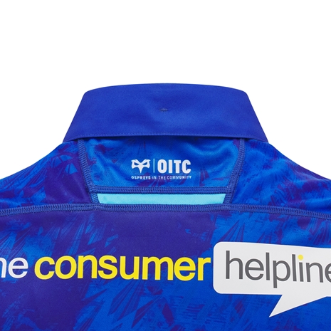 Ospreys Mens Euro Rugby Shirt Short Sleeve 24/25 - Collar