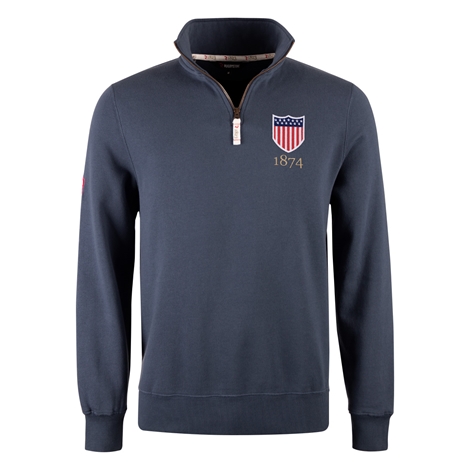 R1823 USA 1874 Quarter Zip Top - Petrol Blue