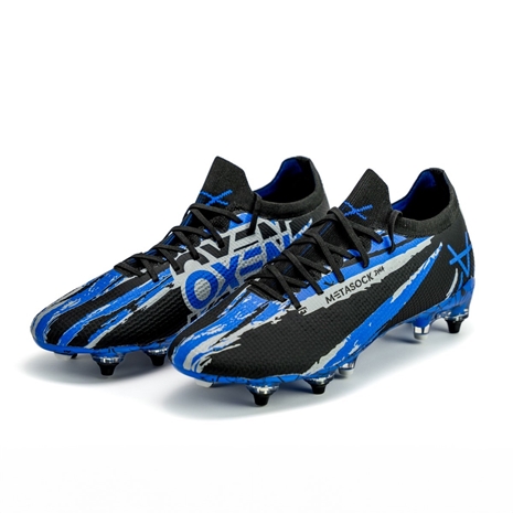 Oxen Adults Metasock Mix Stud Rugby Boots-Black/Blue - Front
