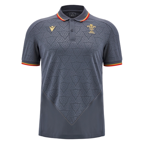 Wales Mens Travel Poly Polo - Grey 2025 - Front
