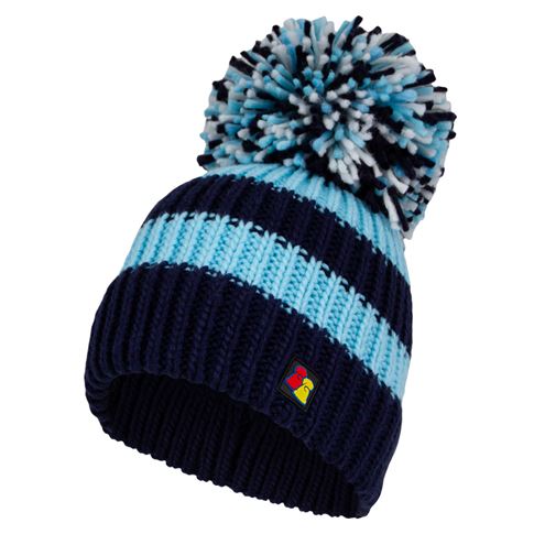 Big Bobble 'Blues And Twos' Beanie Hat - Front Big Bobble 'Blues And Twos' Beanie Hat - Front