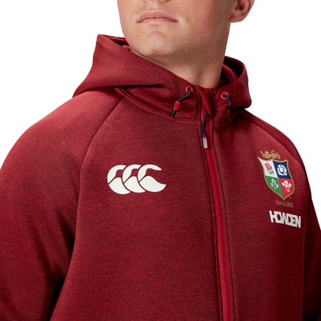 British and Irish Lions Mens Everest Hoody Red - Model Close-up