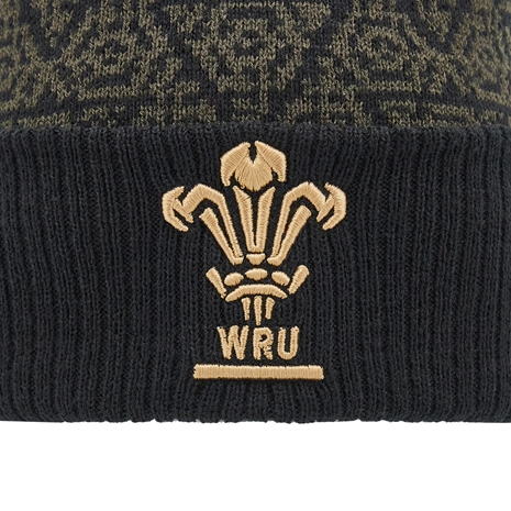 Wales Adults Pom Pom Beanie - Black 2025 - WRU