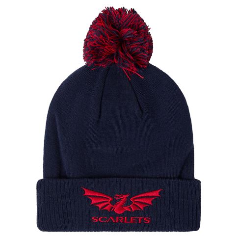 Scarlets Bobble Beanie 2025 - Front Scarlets Bobble Beanie 2025 - Front