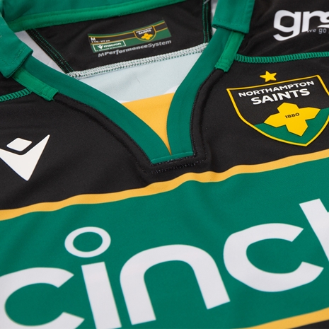 Northampton Saints Mens Home Rugby Shirt - Short Sleeve - 2025 - Collar