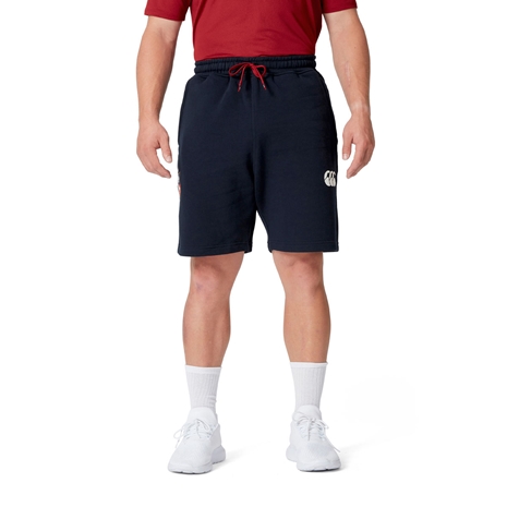 British and Irish Lions Mens Fleece Shorts Navy - Model Front Close-up