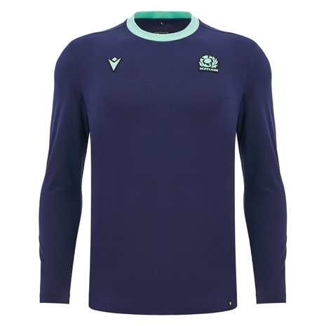 Scotland Mens Travel Cotton T-Shirt - Navy - Long Sleeve 2025 - Front