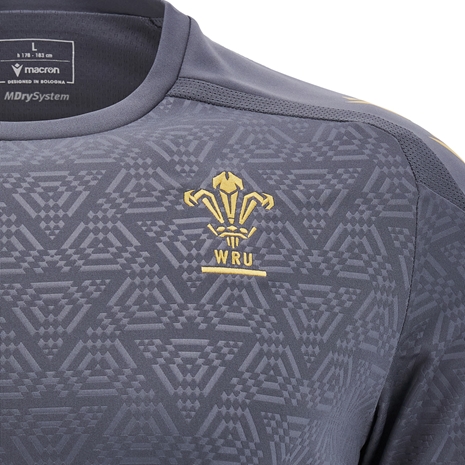 Wales Mens Poly Training Shirt - Grey - Short Sleeve -2025 - WRU
