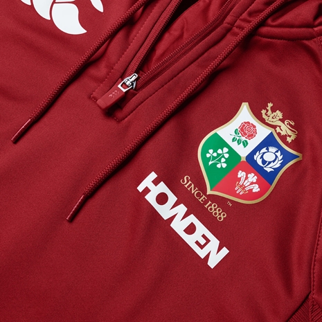 British and Irish Lions Womens 1/4 Zip Hoody - Red - Front Logo